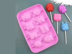 Molde silicona 8 chupetines perritos 